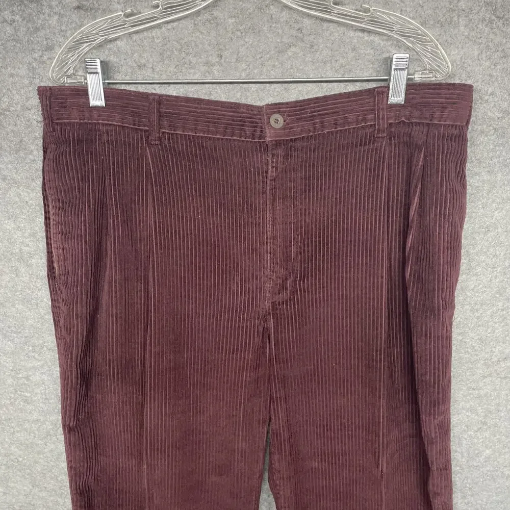 Vtg 90s Levis Dockers Mens Pants Fits 36x29 Double Pleated Corduroy Red/Brown